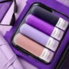 GLAMFIELDS Travel Bottles for Toiletries TSA Approved, 3oz Size Leak Proof Silicone Travel Containers for Shampoo, Lotion,Easy to Squeeze Portable, Essentials for Traveling (4 Pack) Purple - Image 7